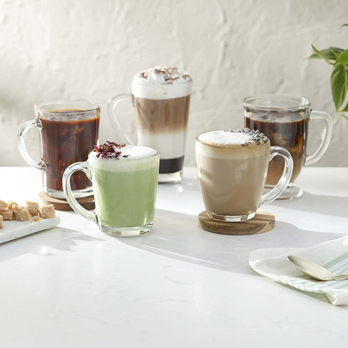 Libbey Kona Glass Coffee Mugs, Set of 6