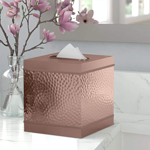 nu steel, Part Accessory Set Hudson Copper Boutique Cover Stainless Steel Square Facial Tissue Box Holder for Bathroom Vanity Countertops,Bedroom Dressers, 5" L x 5" W x 6" H