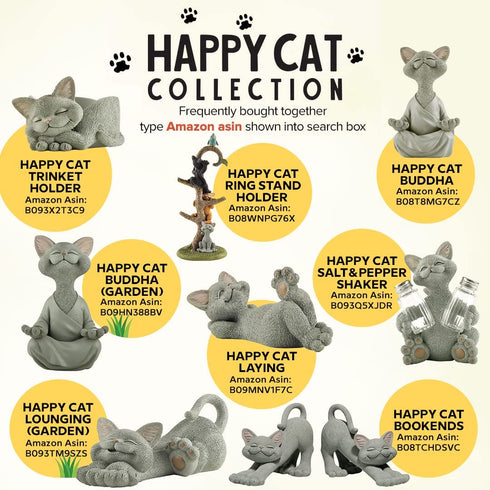 Whimsical Grey Cat Praying Figurine Cute Collectible - Happy Cat Collection - Cat Lover Gifts for Women, Cat Lover Gifts for Men, Cute Cat Gifts, Cat Office Desk Accessories, Cat Desk Decoration