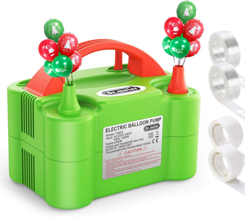 Balloon Pump, Dr.meter Portable Dual Nozzle Electric Balloon Pump, 110V 600W Balloons Air Blower/Inflator for Party Decoration/Halloween/Wedding/Birthday/Anniversary/Christmas, Green