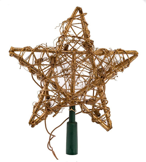 Kurt Adler 10 Light Indoor Rattan Gold Star Treetop