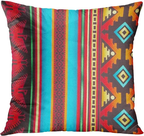 ArtSocket Set of 4 Throw Pillow Covers South Southwest Western Tribal Red Native American Home Cultural Geometric Hue Country Decorative Pillow Cases Home Decor Square 18x18 Inches Pillowcases