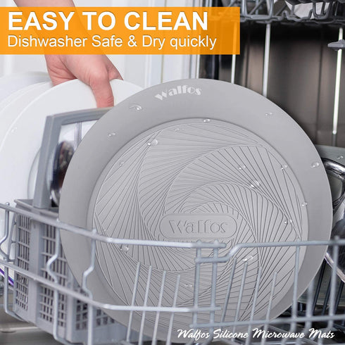 Silicone Microwave Mats, Walfos Heat Resistant Non-Slip Multi-Purpose Microwave Trivet Mat, BPA Free, Dishwasher Safe, Ideal for Microwave, Oven, Hot Pan, Set of 2, Grey