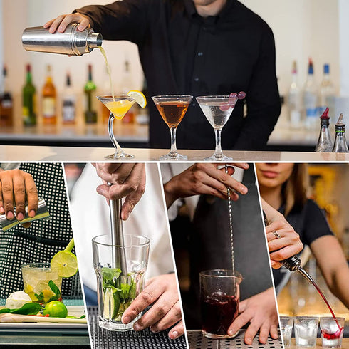LIVEHITOP Cocktail Shaker Set, Stainless Steel Bartending Kit Valentines' Day Gifts with 25 oz Martini Shaker, Jigger, Strainer, Mixing Spoon, Muddler, Recipe, Professional Bar Tools Him Her