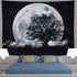 Generleo Moon Tapestry Galaxy Stars Wall Tapestry Forest Tree Tapestry Starry Sky Tapestry Psychedelic Black and White Tapestry Wall Hanging for Home Decor