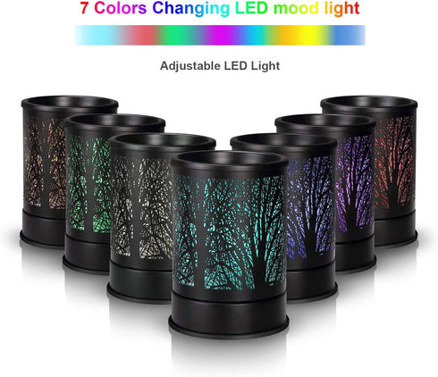 Enaroma Fragrance Wax Melts Warmer with 7 Colors LED Changing Light Classic Black Forest Design Scent Oil Candle Warmer