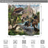Riyidecor Dinosaur Shower Curtain Boys Kids Animal Dino Jungle Forest Mountain Decor Fabric Bathroom 72x72 Inch 12 Pack Plastic Shower Hooks Included WW-II4C