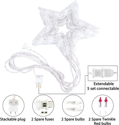 Star Christmas String Lights 8.8 Feet with 6 Drops 100 Mini Bulb Connectable Icicle Fairy Curtain Lights Plug in for Xmas Home Indoor Outdoor Party Wedding (Warm White, Star)