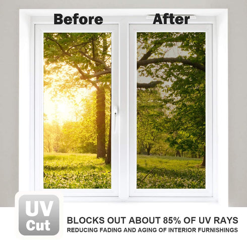 Window Film One Way Mirror Vinyl Daytime Privacy Static Non-Adhesive Decorative Heat Control Anti UV Window Tint for Home and Office Silver 6 Mil 29.5 Inch x 6.5 Feet