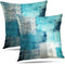 Alricc Set of 2 Teal Throw Pillow Covers Turquoise and Grey Art Decorative Cushion Cover for Home Bedroom Sofa Living Room 16X16 Inches