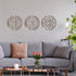3 Pcs Thickened Wooden Rustic Wall Decor Flower Carved Wall Art Farmhouse Geometric Frame Hanging Art Decor for Home Decor (Light Brown,Round)