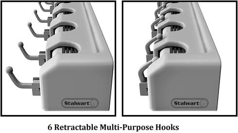 Shovel, Rake and Tool Holder with Hooks- Wall Mounted Organizer for Garage, Closet, or Shed-Hang Home and Garden Tools-Space Saving Rack by Stalwart