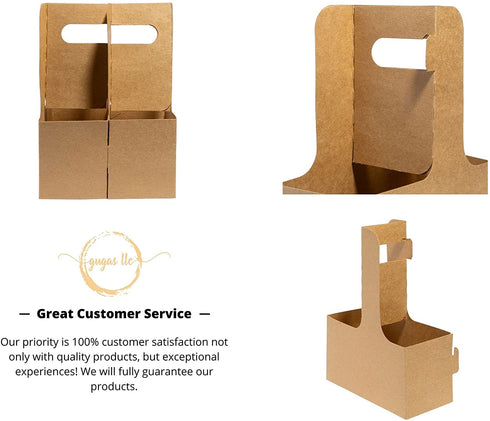 Gugas LLC Kraft Drink Carrier for Delivery (30 Count) - 2 Cup Holder Drink Carriers with Handle - in Bulk for Restaurants, Food Delivery, Uber Eats, Doordash, Postmates, Cafes, & Coffee Shops