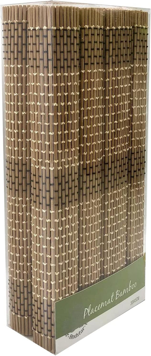 ANDSTAR Set of 8 Pcs Bamboo Placemats Natural Anti-Slip Bamboo Placemats Washable Heat-Resistant Table Mats for Dining Room and Kitchen (Brown+White+Black)
