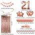 21st Birthday Decorations Party Supplies Kit for Her - Finally 21st Birthday Sash, Happy Birthday Banner, Number 21 Birthday Balloons, Rose Gold Curtain,Confetti Balloons, Heart & Star Foil Balloon, Latex Balloons