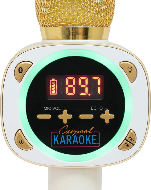 Carpool Karaoke The Mic 1.0, Wireless Karaoke Microphone System, White CPK545 by Singing Machine,Gold & White