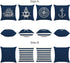 Bonhause Nautical Navy Blue Throw Pillow Covers 18 x 18 Inch Set of 4 Anchor Lighthouse Sailboat Compass Decorative Pillow Cases Linen Cushion Covers for Sofa Couch Bed Home Decor