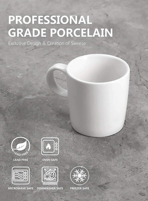 Sweese 409.401 Porcelain Espresso Cups - 3.5 Ounce - Set of 4, White