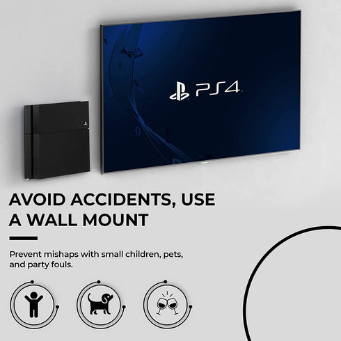HumanCentric PS4 Mount (Black) | Mount on The Wall or on The Back of The TV | Patent Pending