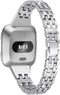 bayite Slim Bling Bands Compatible with Fitbit Versa/Versa 2/Versa Lite Smartwatch, Dressy Metal Bracelet Jewelry Wristband Women