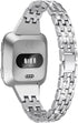 bayite Slim Bling Bands Compatible with Fitbit Versa/Versa 2/Versa Lite Smartwatch, Dressy Metal Bracelet Jewelry Wristband Women