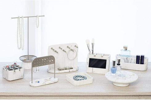 iDesign Dakota 2-Tier Makeup and Cosmetic Storage Bathroom, Countertop, Vanity, 8" x 3.9" x 2.54", Palette Organizer