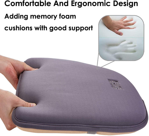 Big Hippo Chair Pads, Memory Foam Chair Seat Cushion Non Slip Rubber Back Thicken Chair Padding with Elastic Bands for Home Office Outdoor Seats (Gray-1pc)