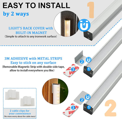 LED Under Cabinet Lighting, Dimmable Led Light Bar with ON/Off Switch - Memory Function | 3 Color Temperature(2700-6500K) | Adjustable Brightness - 14.5 Inch with UBS Plug, Desk Light for Home Office