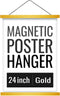 Magnetic Poster Hanger Frame 24 Inch Wide, Gold, Strong Magnet, Premium Wood and Quick Assembly, Wall Hanging Wooden Frame for Posters, Scroll, Picture, Print, 24x36 24x30 24x32