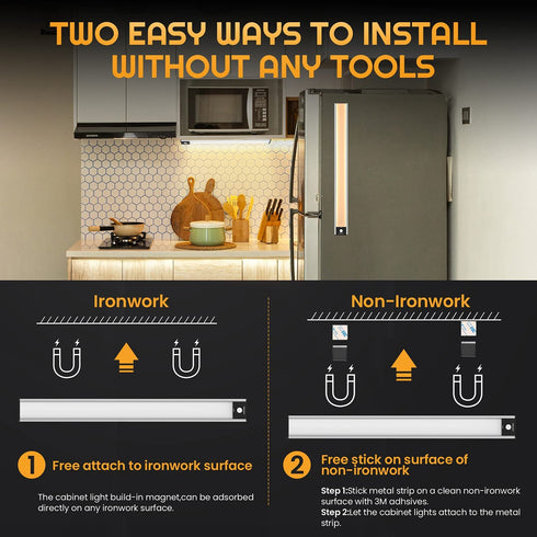 YEELIGHT Under Cabinet Lights, 71 LED Closet Light Motion Activated, Dimmable Rechargeable Under Cabinet Lighting for Closet, Kitchen Cabinet, Wardrobe, Cupboard, Warm White