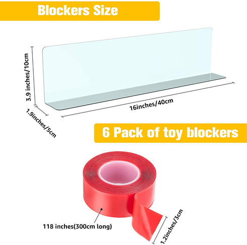 BESTLUBE Under Bed Blocker for Pets Dogs 6 Pack, 3.9 Inches High Toy Blocker Safe PVC Couch Blockers with Strong Adhesive, Gap Stopper Under Couch or Bed to Stop Things Going Into