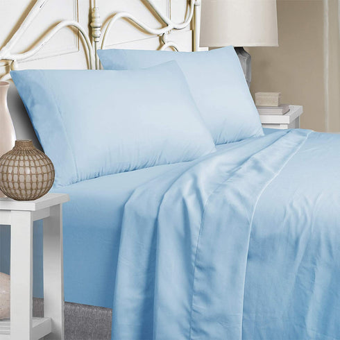 Mejoroom Bed Sheets Set Full Size 15 Inches Deep Pocket 1800 Thread Count Microfiber Sheet,Bedding Super Soft Hypoallergenic Breathable,Resistant Fade Wrinkle Cool Warm - 4 Piece (Full, Lake Blue)
