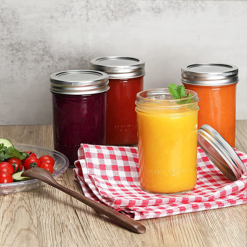 Mason Jars 8oz, 12 Pack 8 Oz Mason Jars with Lid Small Regular Mouth Canning Jars with Airtight Lids for Food Storage, Canning, Overnight Oats, Jam, Jelly, Decorating Jar