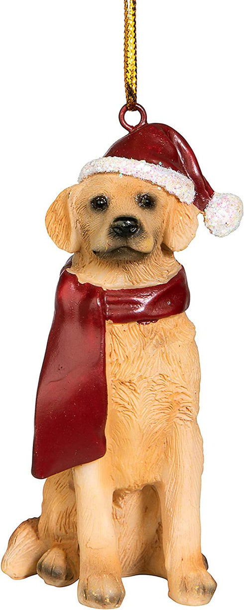 Design Toscano Christmas Xmas Golden Retriever Holiday Dog Ornaments, Full Color