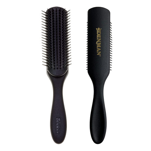 Denman Original Styler, 7 Row for Detangling, Blow-drying, Styling & Smoothing the Hair, All Black D3