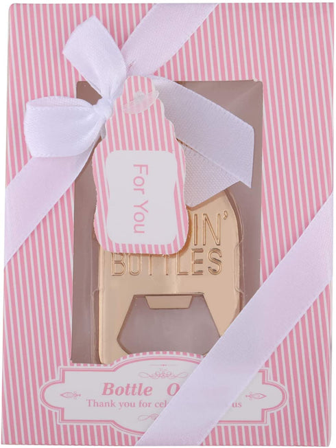 12pcs Poppin Bottle Opener Baby Shower Favor Gifts for Boy Girl with Exquisite Packaging Box Wedding Favor For Guests Baby Shower Souvenirs Party Supplies by WeddParty (New Pink)