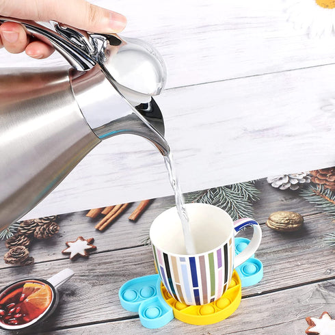 CABAX 34 oz Food-grade Stainless Steel Thermal Carafe/Double Walled Vacuum Insulated Coffee Pot with Press Button Top, 12+ Hrs Heat&Cold Retention for Coffee,Tea,Beverage etc (1.0L)