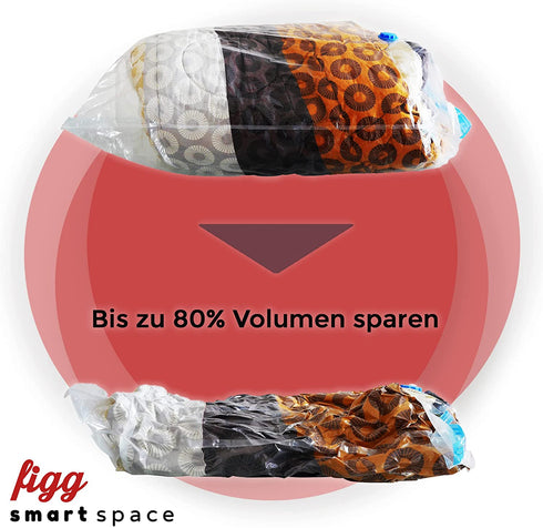 figg Vacuum Compression Storage Bags - XXL (39 x 31 in) 6 Pack - Leakproof, Carbon neutral and reusable - Vacuum seal bags for Clothes, Pillows, Towel, Blanket and much more