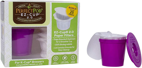 Perfect Pod EZ-Cup 2.0 Starter Pack | Reusable K Cup Coffee Pod Capsule with 25 Disposable Paper Filters (Starter Pack)