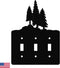 3 Pine Trees Triple Toggle Light Switch Wall Plate (Triple Toggle, Black) - MADE IN USA