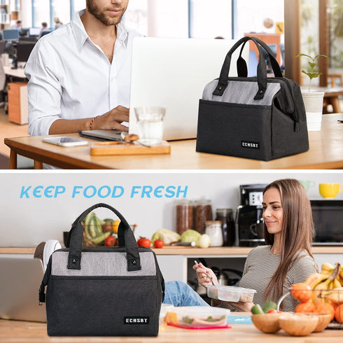 Large Insulated Lunch Bag for Women Men Leakproof Lunch Tote Bags Cooler Bag for Work Travel Adult Thermal Lunch Bags for Office College School -10L - Black