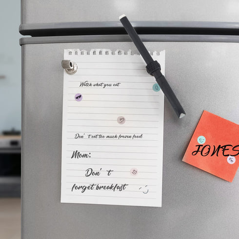 (4 Pack) Magnetic Pen Holder Clip, Stainless Pen Holder Clip with Adjustable Spring Loop, Magno Magnetic Pencil Holder for Refrigerator Whiteboard Erase Board and Bulletin Board Map - Black