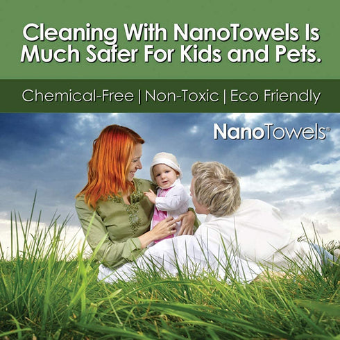 Nano Towels - Amazing Eco Fabric That Cleans Virtually Any Surface With Only Water. No More Paper Towels Or Toxic Chemicals | 4-Pack (8x8", Seashore Teal)