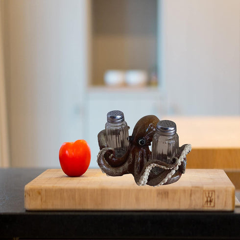 Comfy Hour Western Retro Collection 3" Octopus Salt and Pepper Bottle Holder, Polyresin