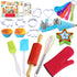 Kids Cooking and Baking Set Real Baking Gift Includes Kids Apron,Chef Hat,Oven Mitt&Utensil,Recipes for the Curious Young Junior Chef