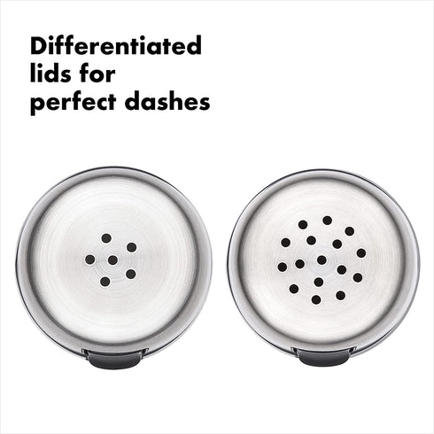 Oxo 1234780CL Salt and Pepper Shaker Set, Clear, Stainless Steel, 4.5-Inch