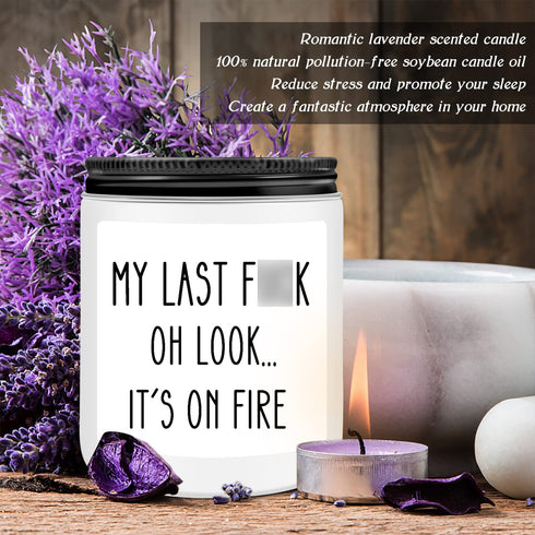 Funny Lavender Scented Candle Gifts for Women Men, My Last Fuck Candles, Best Friend Christmas Valentines Day Birthday Gag Gifts for Women Him Boyfriend Her Girlfriend Husband Friends Coworker