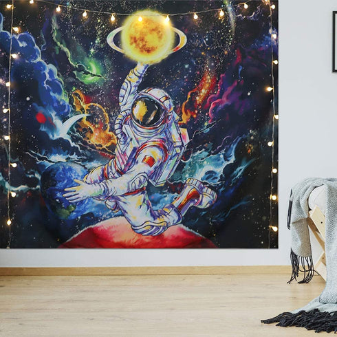 Trippy Astronaut Tapestry Blacklight Space Tapestry Posters For College Dorm,Cool Spaceman On Fantasy Universe Planets Galaxy Sky Tapestry Mens Guys Poster Tapestries For Bedroom Cool Room Decor.