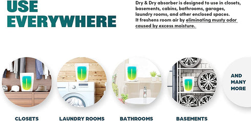 Dry & Dry (5 Packs Standing Moisture Absorbers to Control Excess Moisture for Basements, Closets, Bathrooms, Laundry Rooms - Moisture Absorbers, Standing Moisture Absorbers