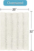 Bath Rugs Ultra Thick and Soft Texture Bath Mat Chenille Plush Striped Floor Mats Hand Tufted Bath Rug with Non-Slip Backing Door Mat for Kitchen/Entryway (Cream - 20" x 32")